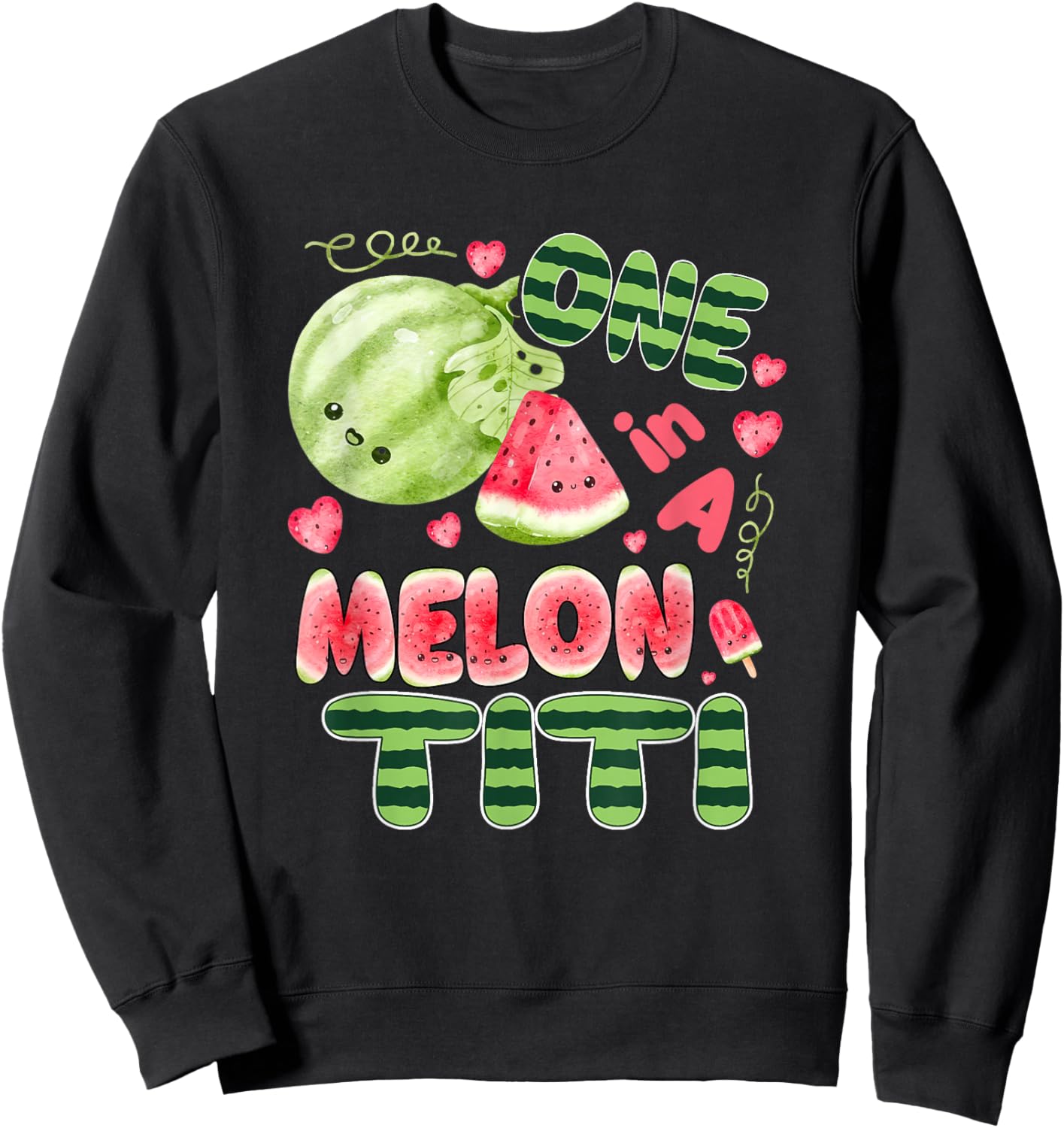 One in a Melon Titi 1st Birthday Party Family Matching Sweatshirt - Sweatshirt | Black