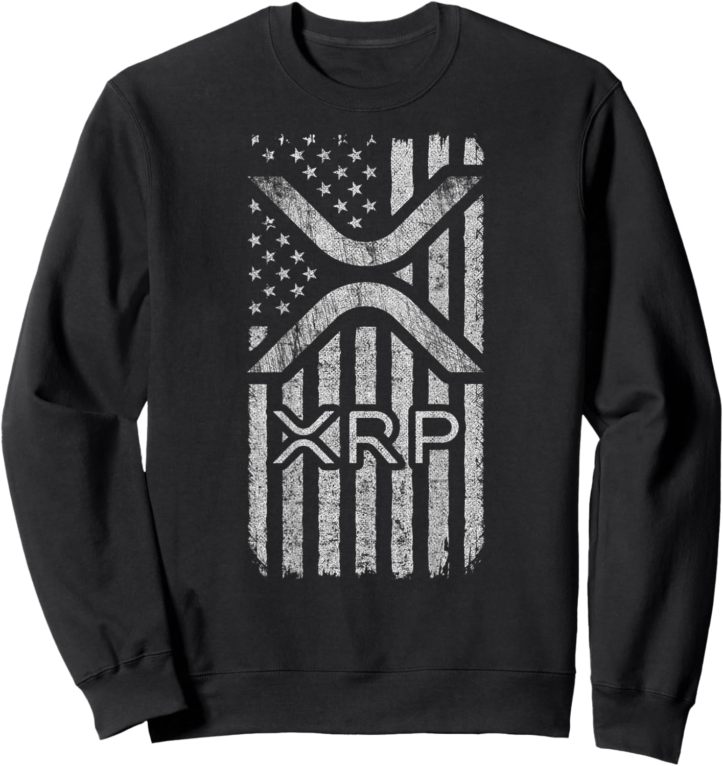 XRP - American Flag XRP Logo Graphic - XRP Crypto Sweatshirt - Sweatshirt | Black