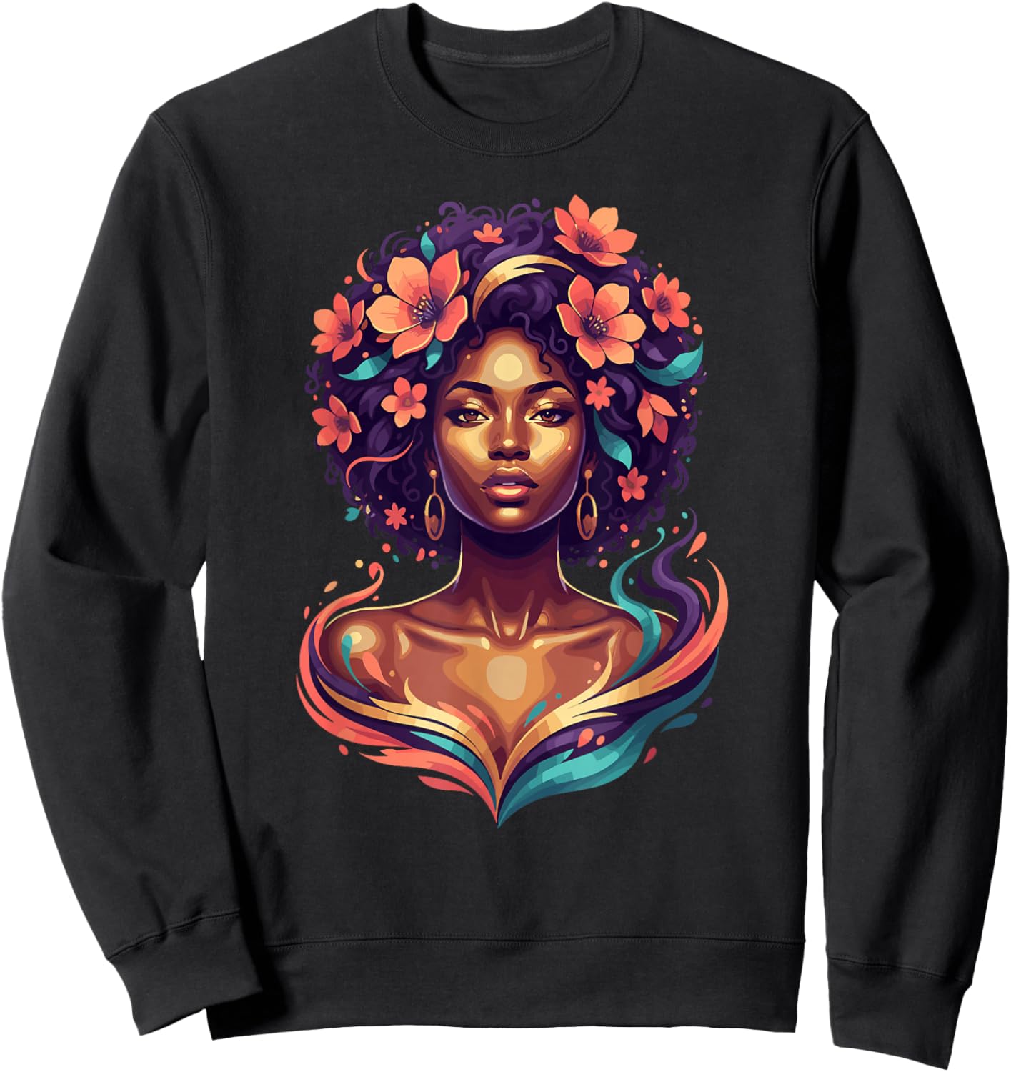 Afrocentric Black Girl Magic Melanin Queen Beauty Sweatshirt - Sweatshirt | Black