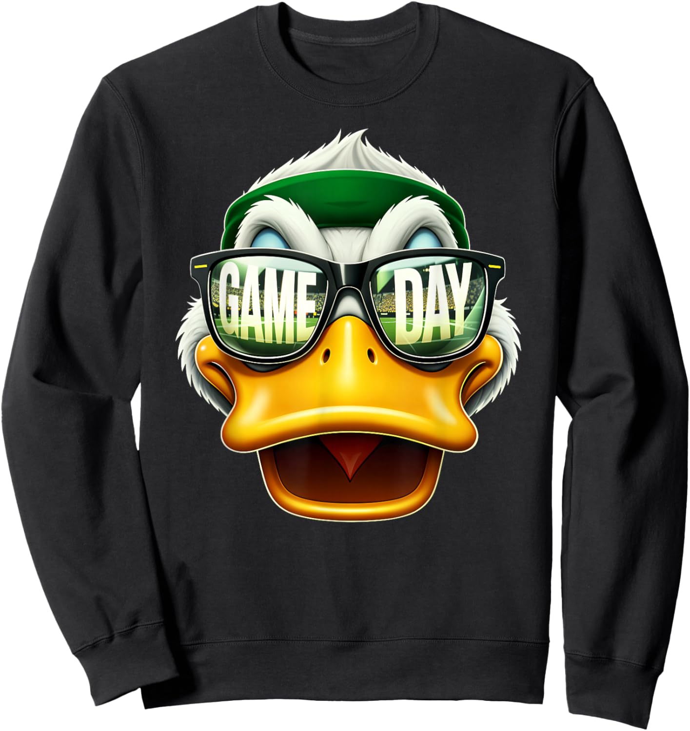 Vintage Duck with Sunglasses Game Day Retro Duck Sweatshirt - Sweatshirt | Black