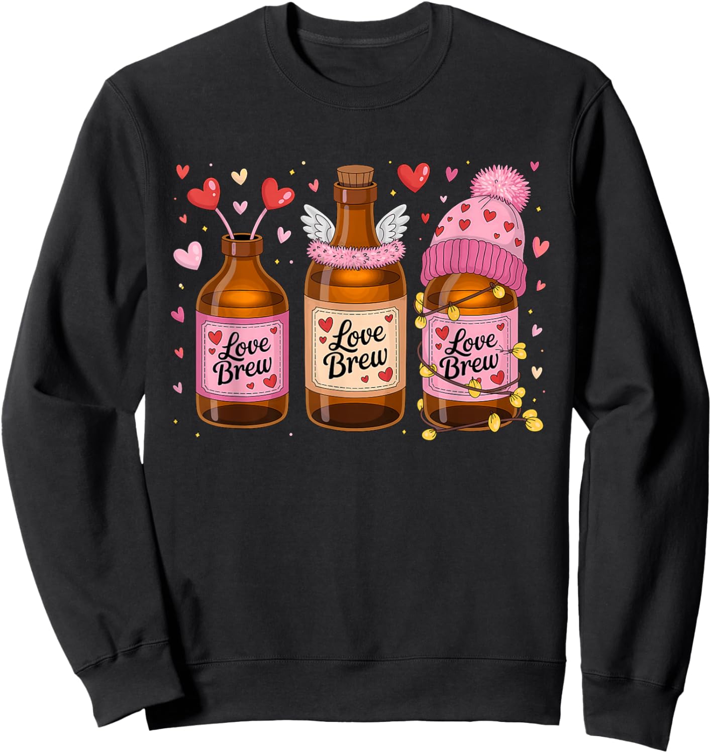 Funny Valentine Beer Design Sweatshirt - Sweatshirt | Black