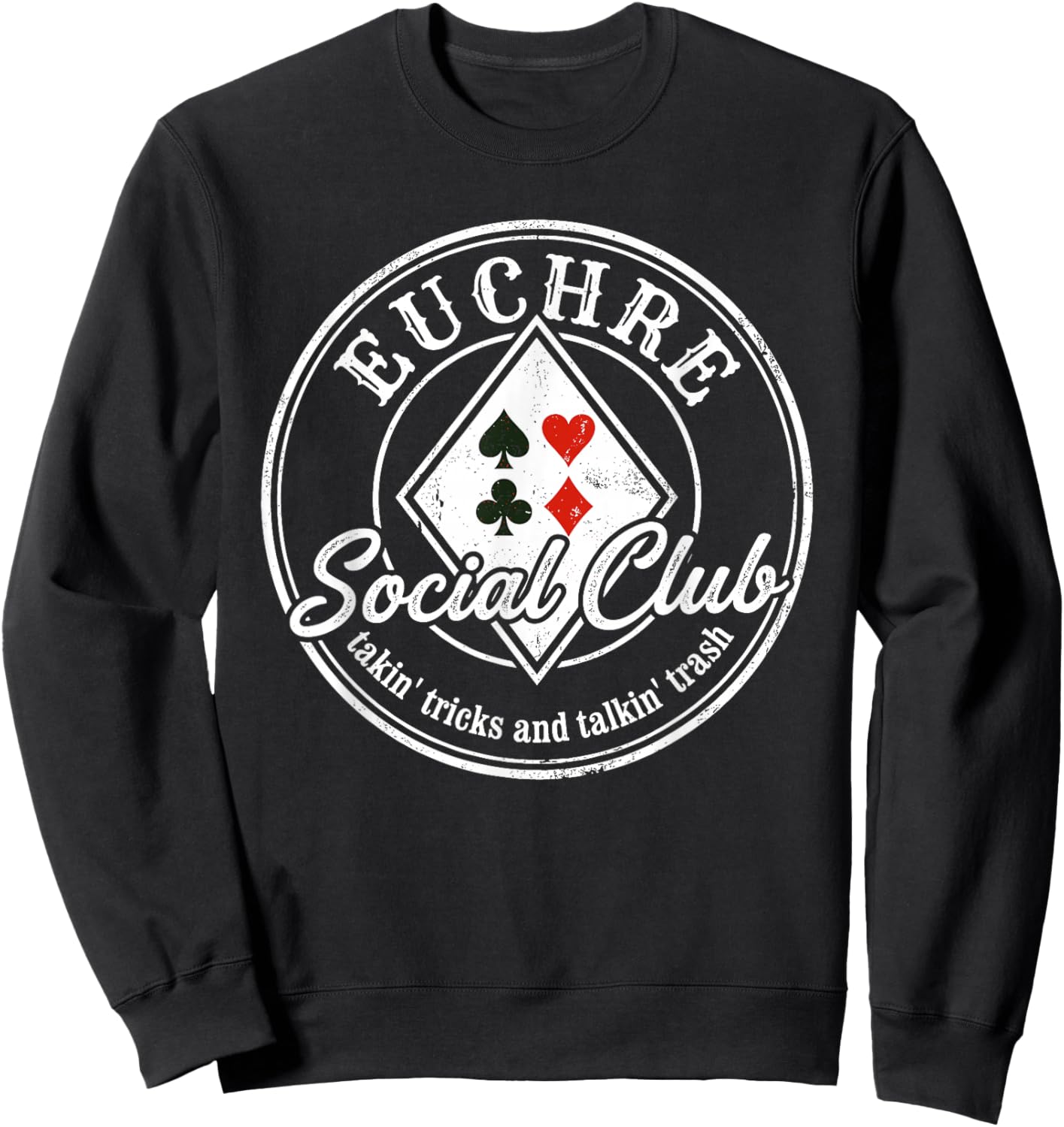 I Love Euchre Graphic Heart Tournament Design Sweatshirt - Sweatshirt | Black
