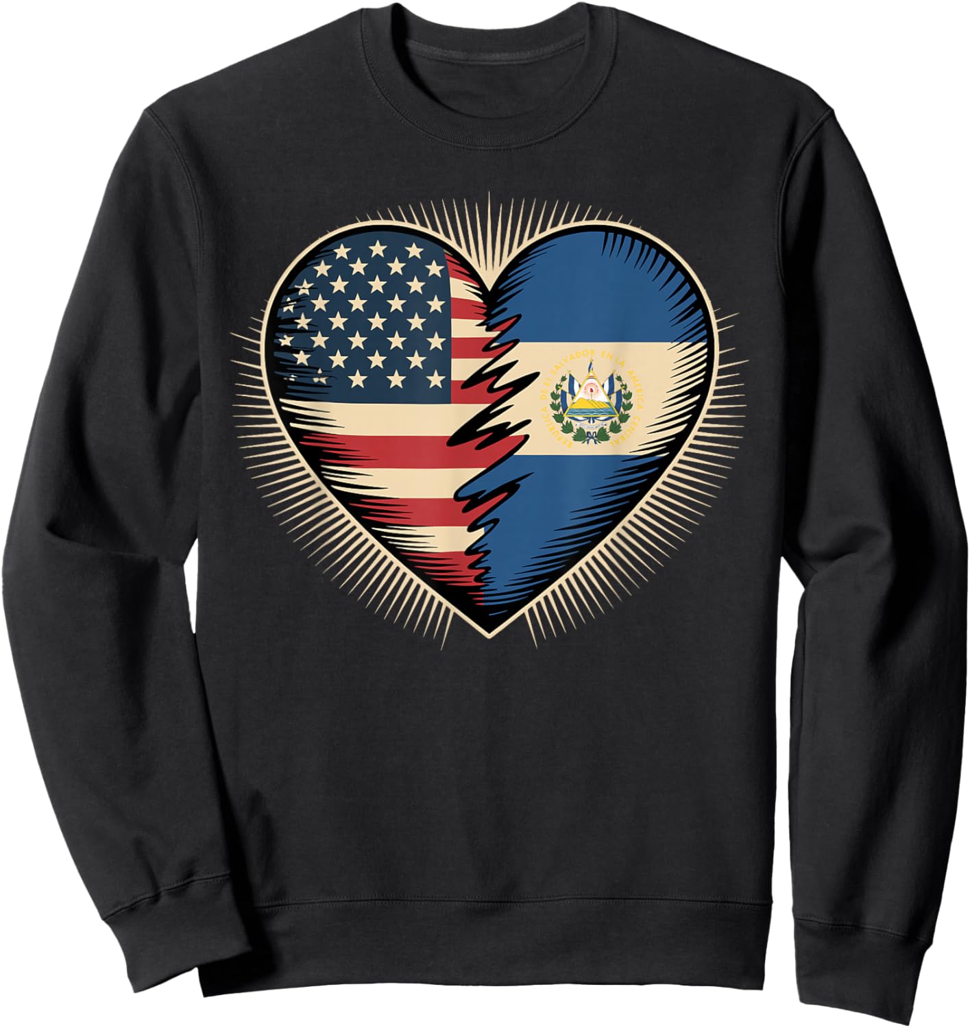 Half American Salvadoran Roots USA El Salvador Sweatshirt - Sweatshirt | Black