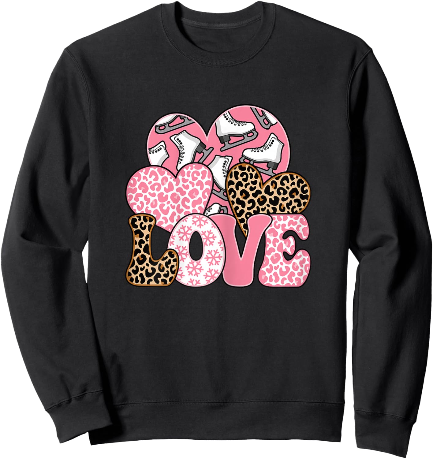 Love Ice Skating Cute Ice Skater Skate Women Girls Sweatshirt - Sweatshirt | Black