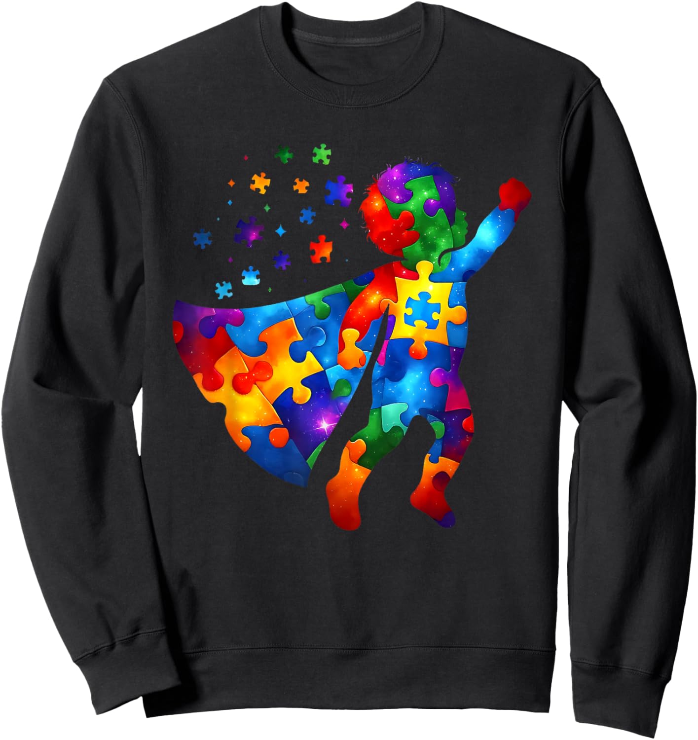 Autism is My Superpower Autism Awareness Puzzle Kids Mom Sweatshirt - Sweatshirt | Black