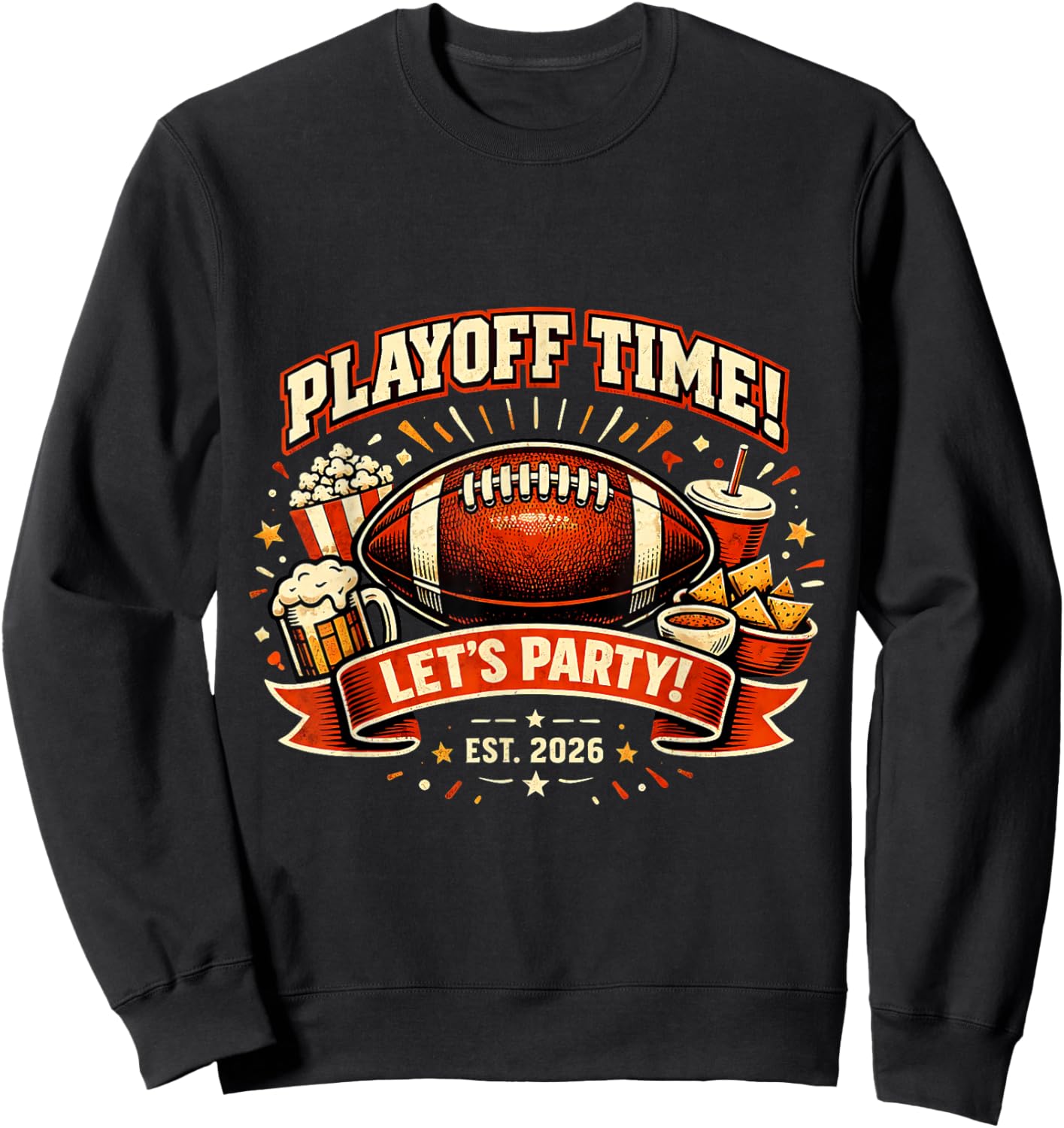 Watch Party 2026 Playoff Game Day Football Friends Snacks Sweatshirt - Sweatshirt | Black