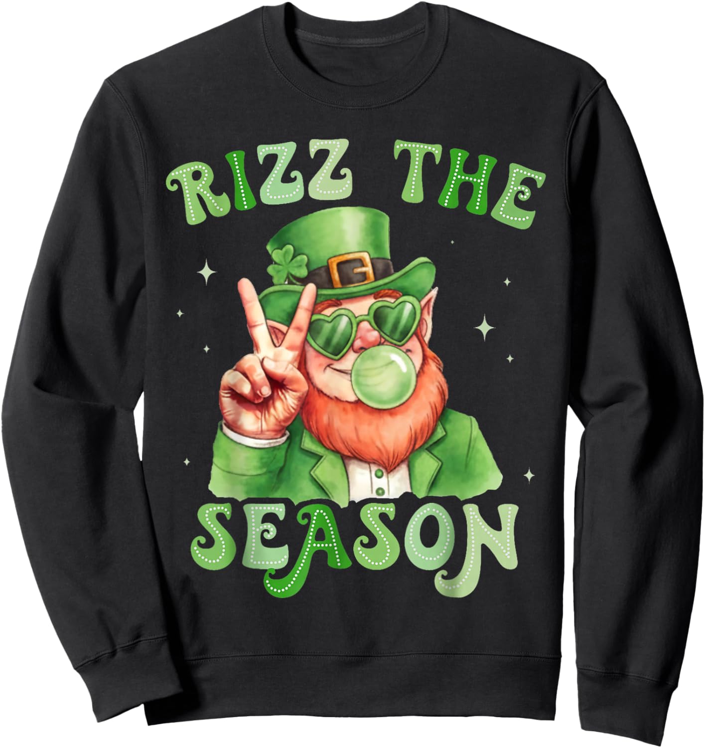 St. Patrick's Day Leprechaun Bubble Gum Rizz The Season Sweatshirt - Sweatshirt | Black
