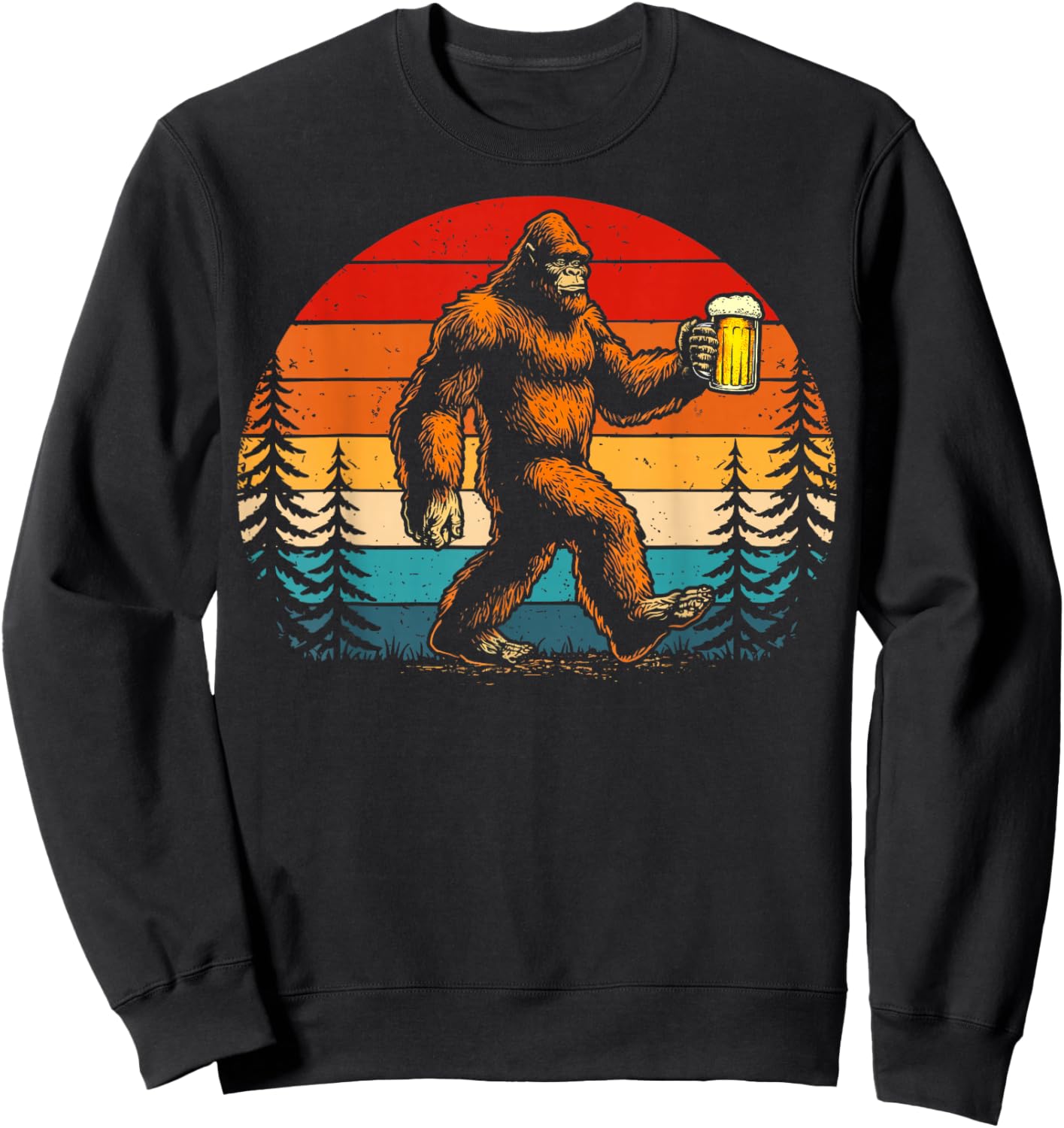 Retro Drinking Craft Beer Lover Bigfoot Yeti Funny Sasquatch Sweatshirt - Sweatshirt | Black