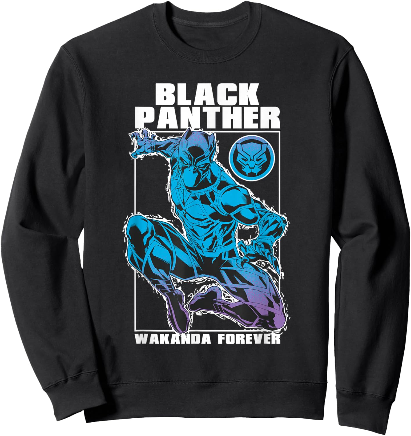 Marvel Comics Black Panther Wakanda Forever Neon Sweatshirt - Sweatshirt | Black