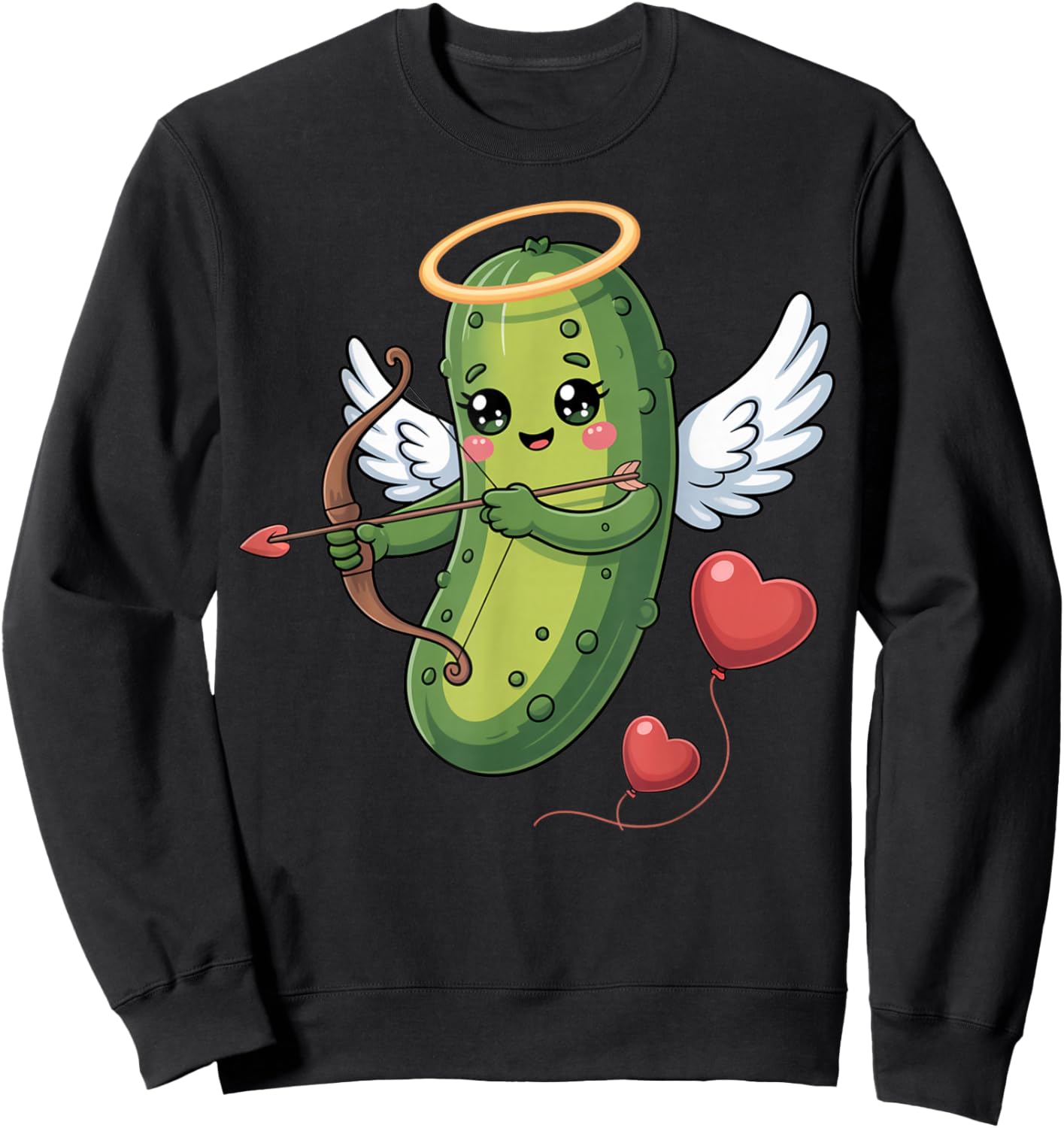 Pickle Valentine Cupid Love Couple Boyfriend Girlfriend Kids Sweatshirt - Sweatshirt | Black