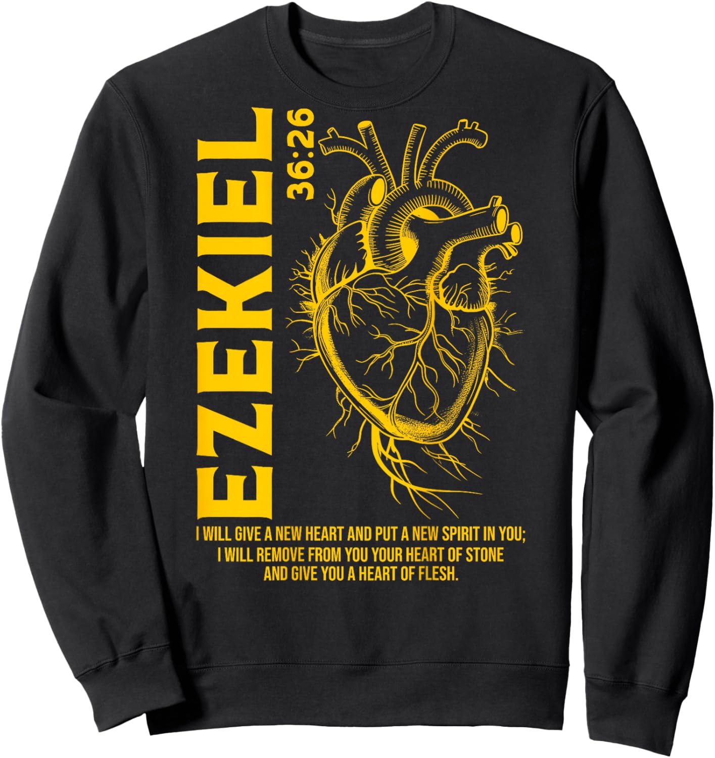 Vintage Ezekiel 36-26 Heart of Flesh Bible Verse Christian Sweatshirt - Sweatshirt | Black