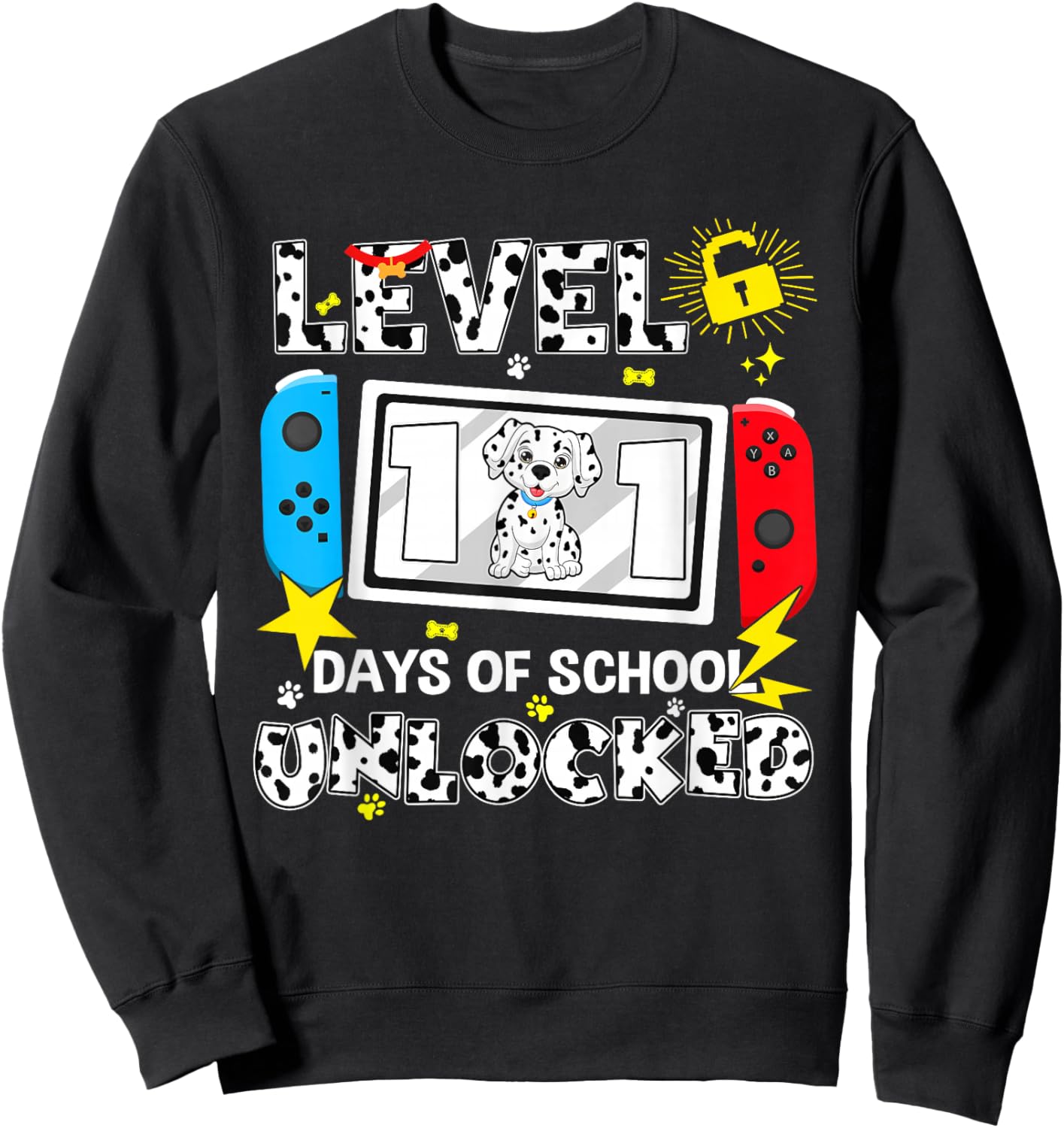 Level Unlocked Game Controller 101 Days School 100 Days Sweatshirt - Sweatshirt | Black