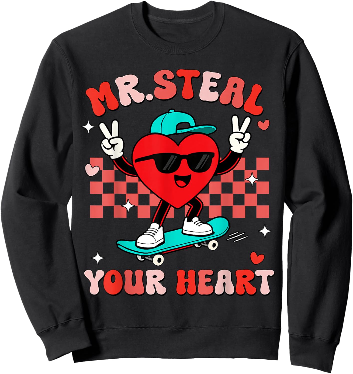 Mr Steal Your Heart for Boys Toddlers Valentine's Day Kids Sweatshirt - Sweatshirt | Black