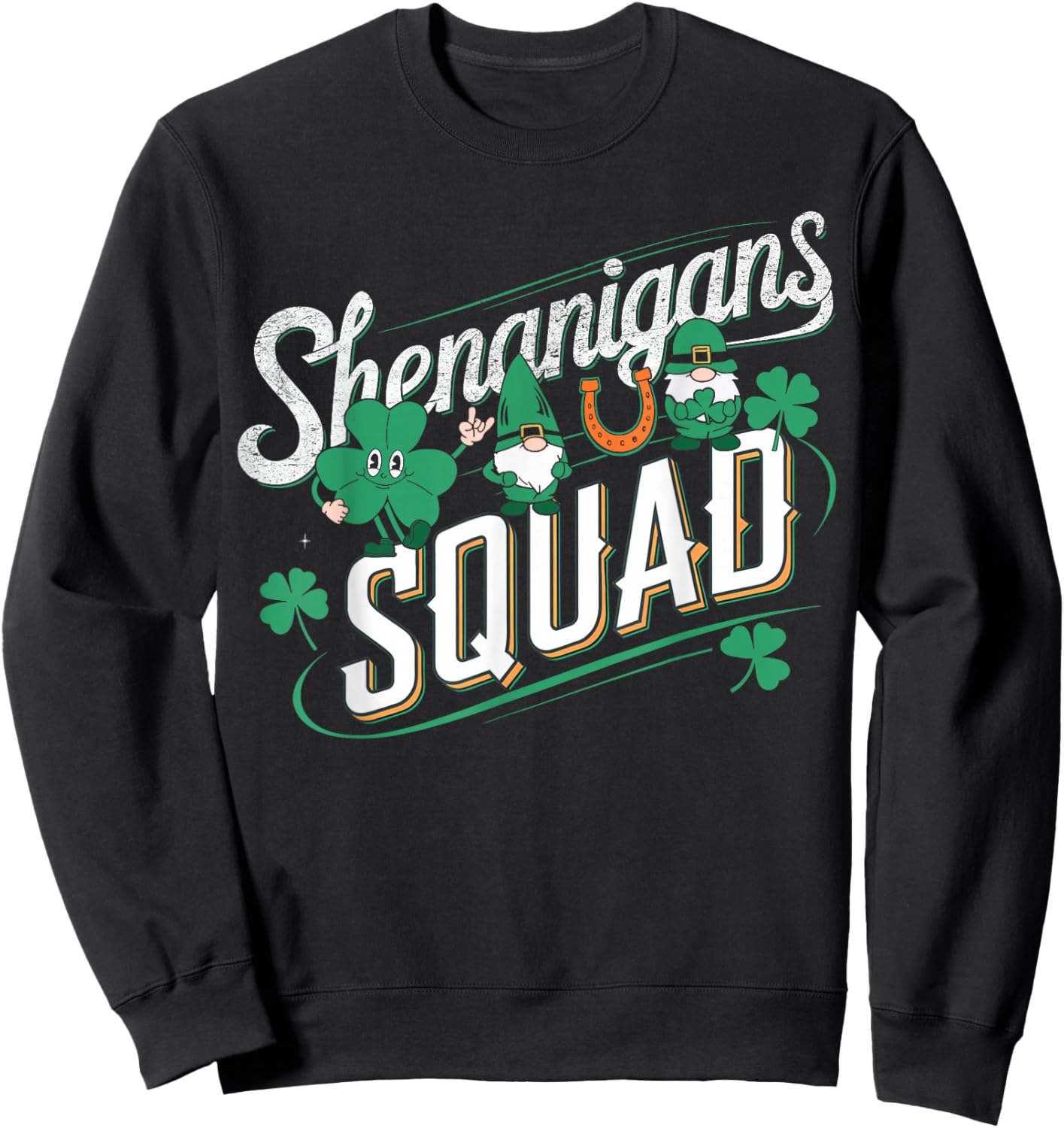 Shenanigans Squad Cute Gnome St Patrick’s Day Lucky Matching Sweatshirt - Sweatshirt | Black