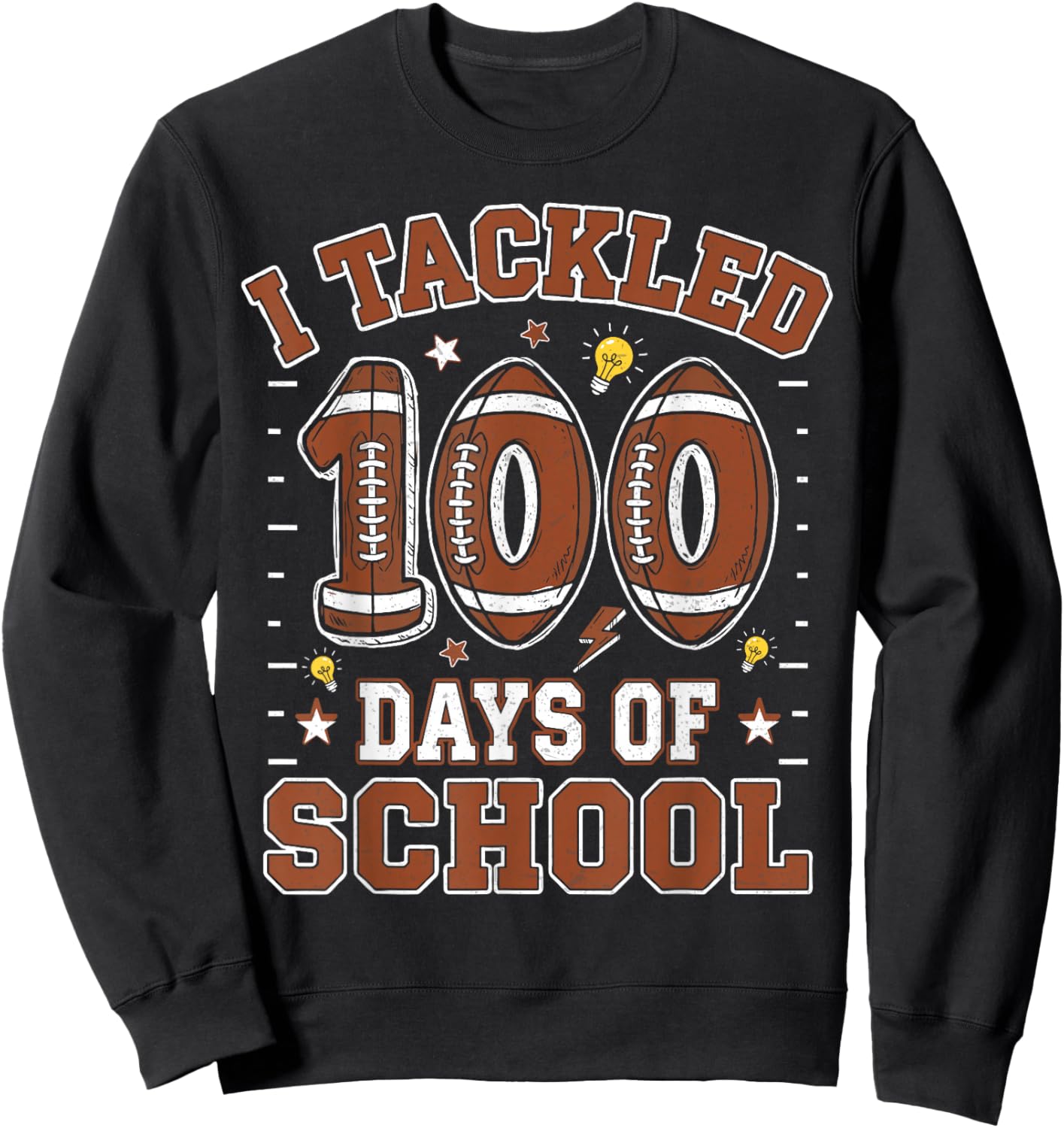 I Tackled 100 Days of School Football 100th Day Kids Boys Sweatshirt - Sweatshirt | Black