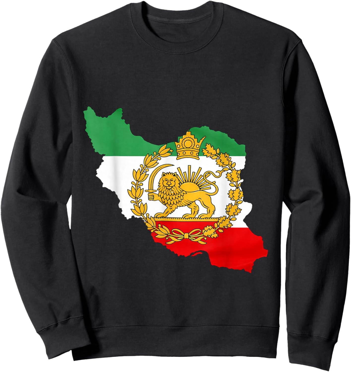 Persian Lion, Iran Map, Iranian Flag, Lion & Sun Flag Sweatshirt - Sweatshirt | Black
