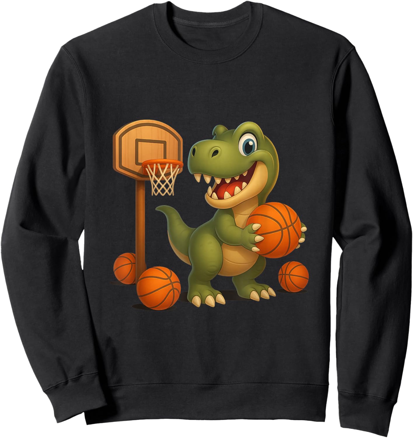 Basketball Player Trex Dinosaur Sports Fan Sweatshirt - Sweatshirt | Black