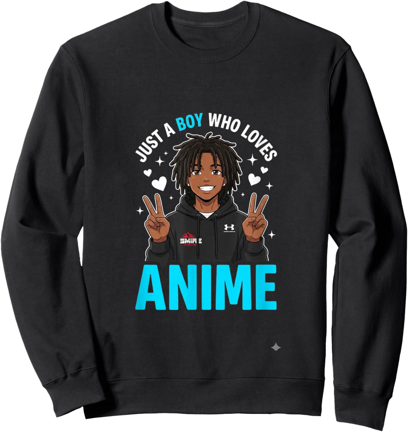 Just A Boy Who Loves Anime Merch African American Afro Sweatshirt - Sweatshirt | Black