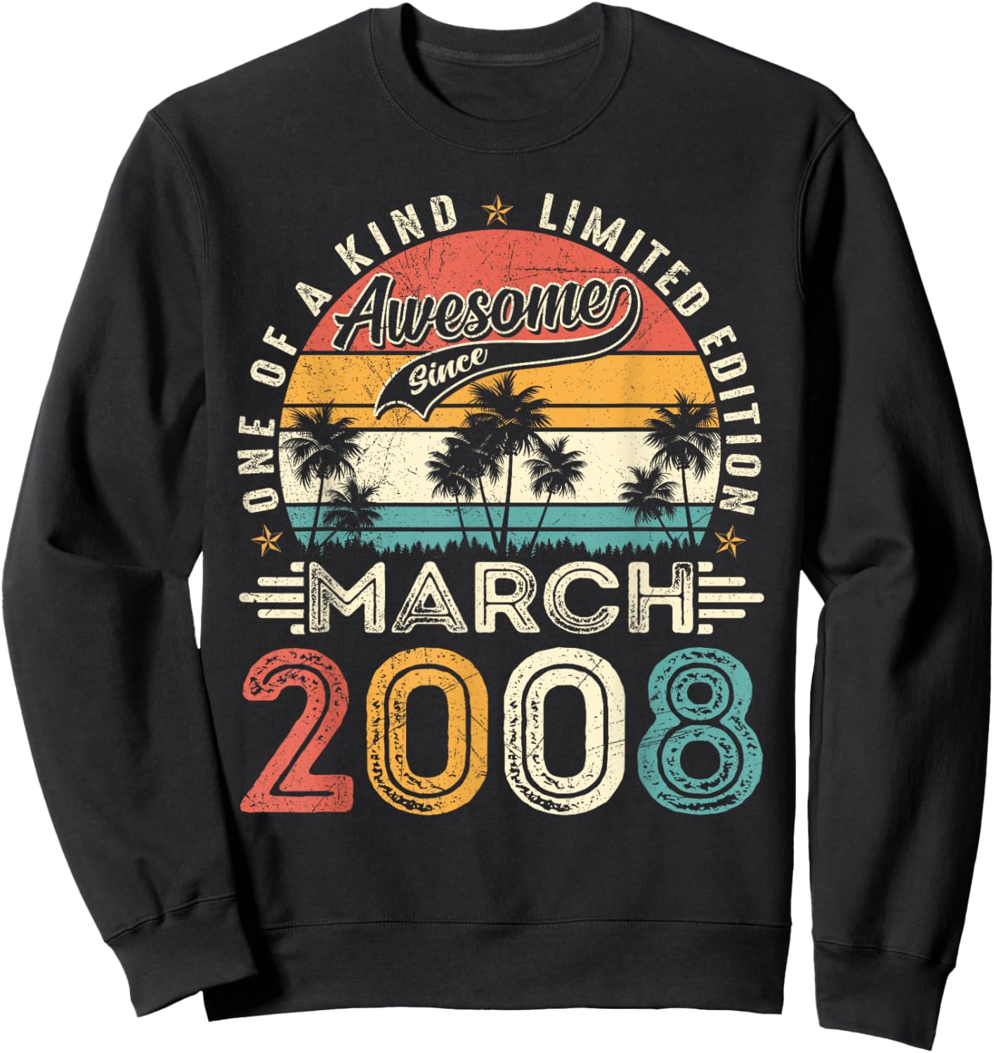 Awesome Since March 2008 Vintage Retro 18th Birthday Boy Men Sweatshirt - Sweatshirt | Black