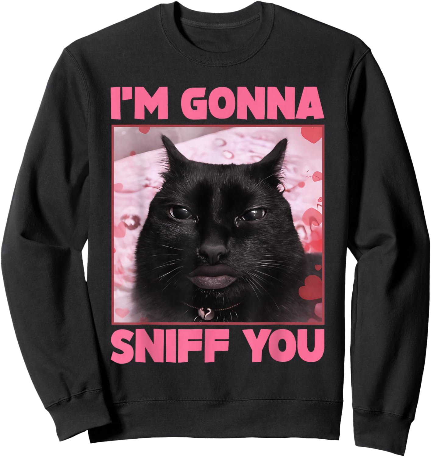 I'm Gonna Sniff You Funny Brainrot Cats Gen Z Meme Woman Man Sweatshirt - Sweatshirt | Black