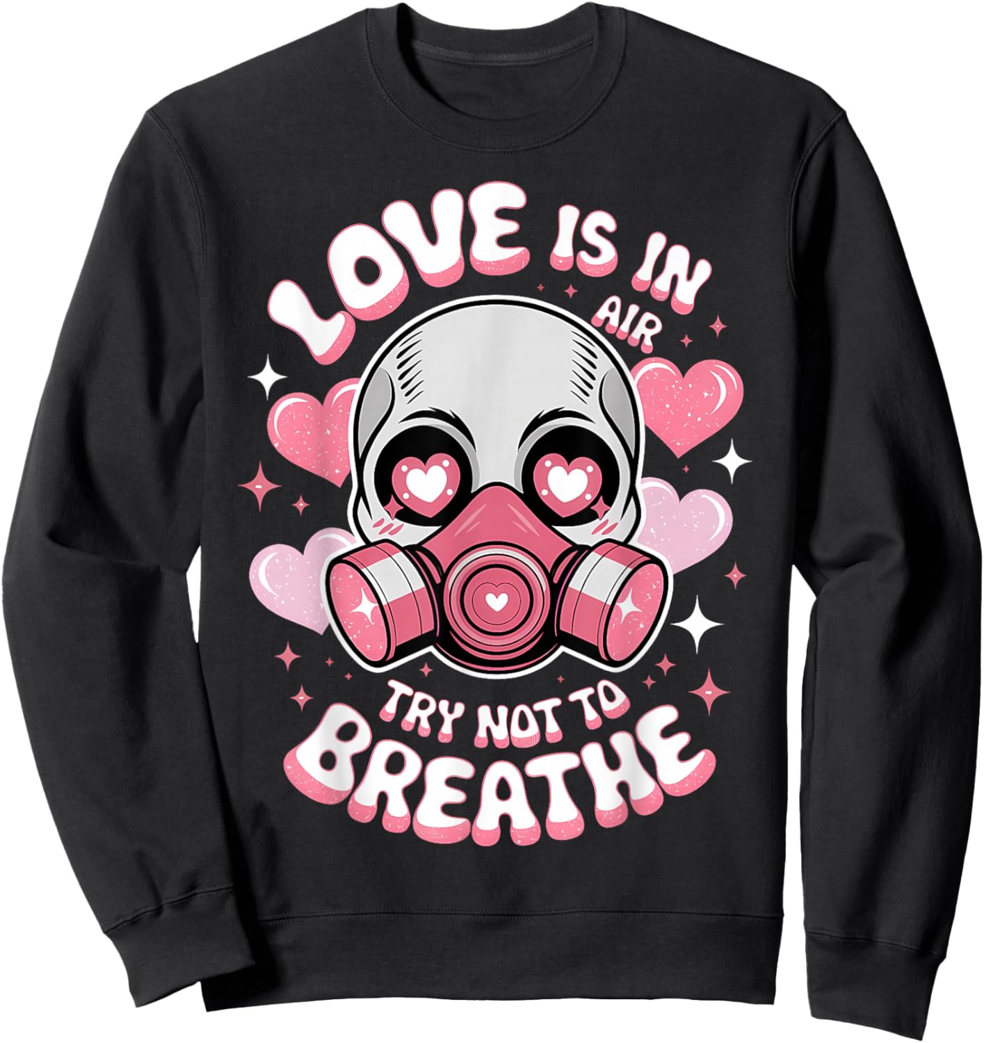Valentine Skull Gas Mask Love Aesthetic Sweatshirt - Sweatshirt | Black