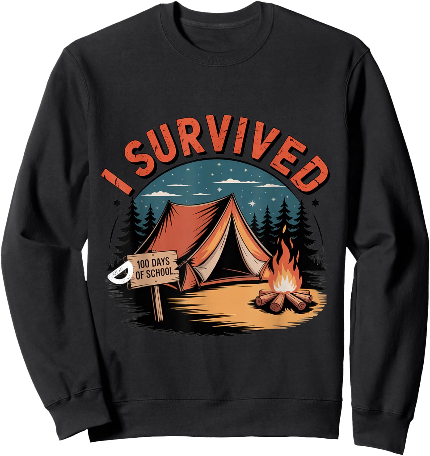 100 Days of School Barely Survived Funny Kids Teacher Men Sweatshirt - Sweatshirt | Black