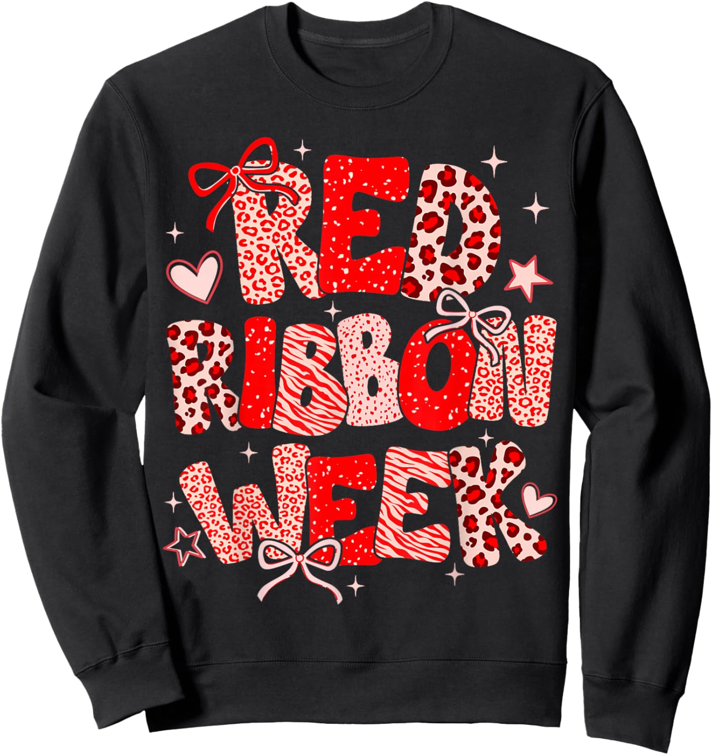 Red Ribbon Week Awareness Coquette Drug Free Anti-Drug Sweatshirt - Sweatshirt | Black