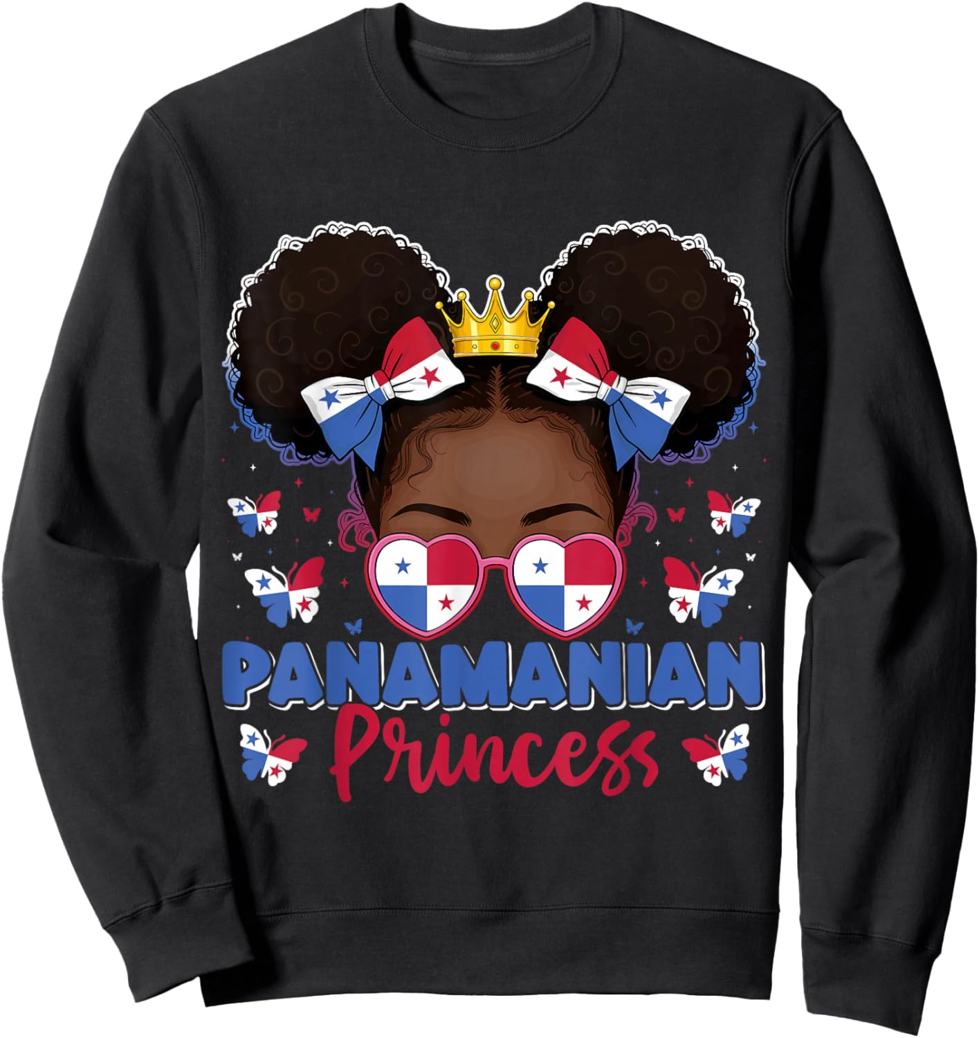 Panamanian Princess Panama Flag Proud Panameña Women Kids Sweatshirt - Sweatshirt | Black