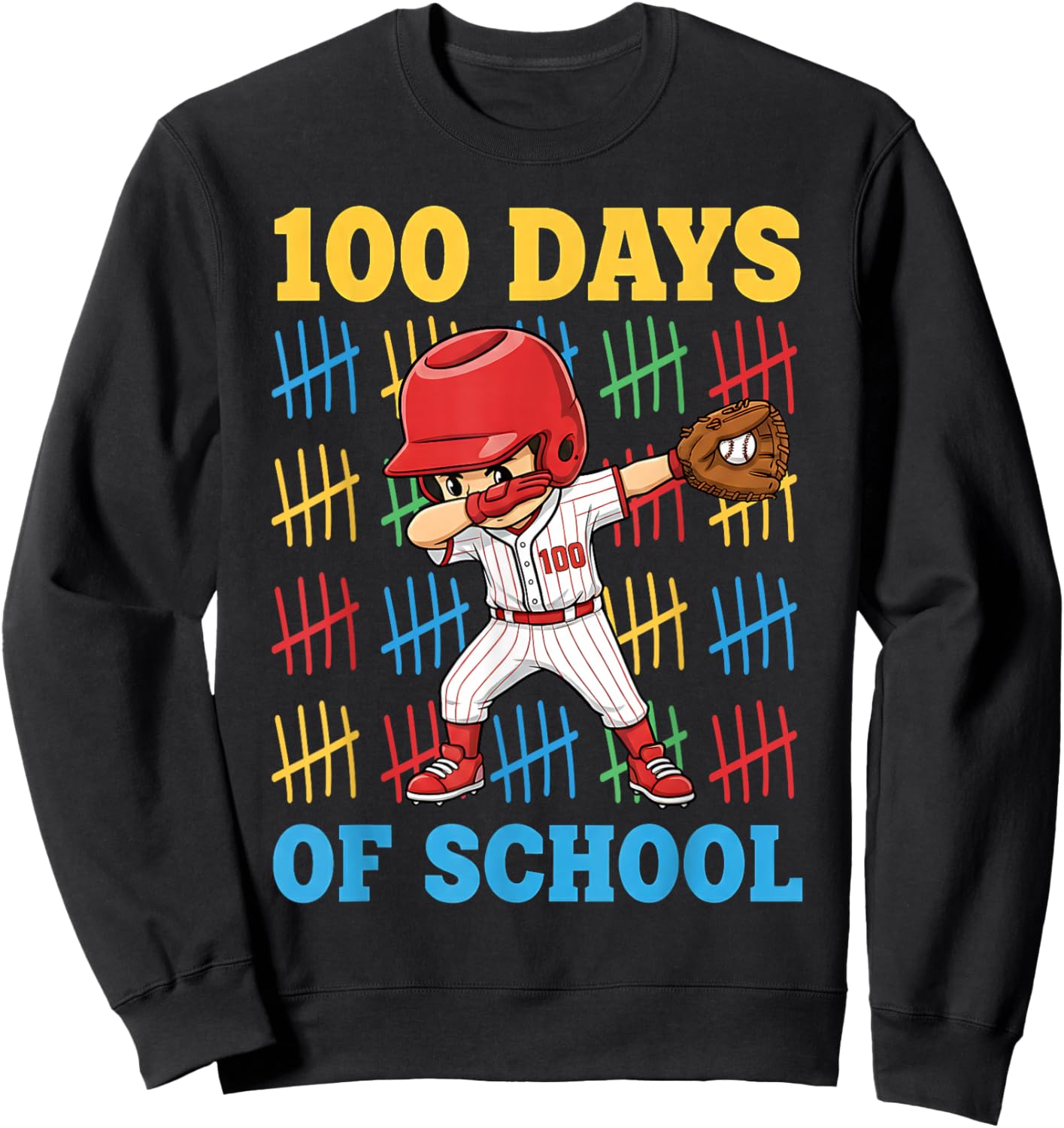 100 Days of School Baseball Bat 100th Day of School Boys Sweatshirt - Sweatshirt | Black