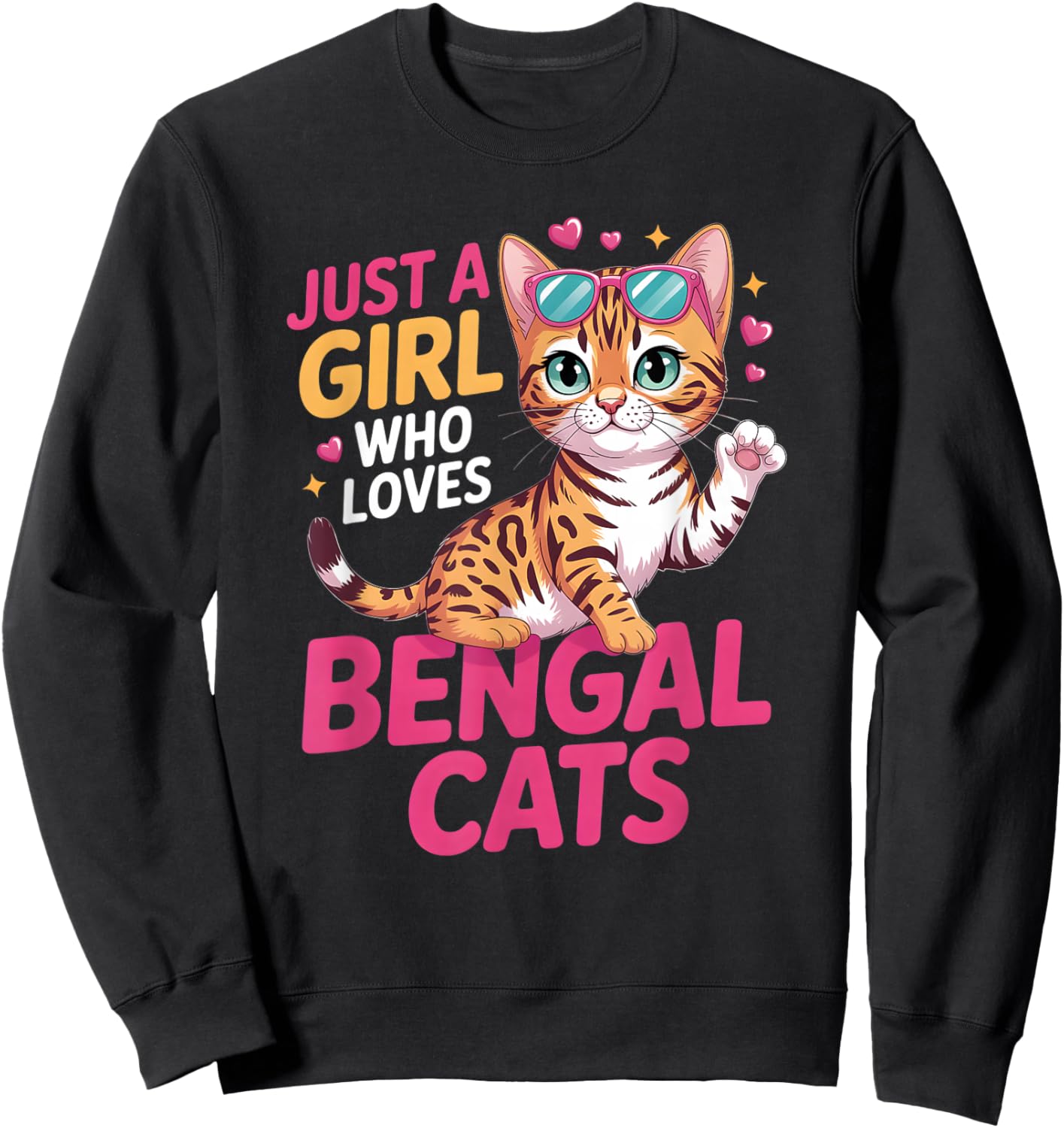 Girls Bengal Cat Sweatshirt - Sweatshirt | Black