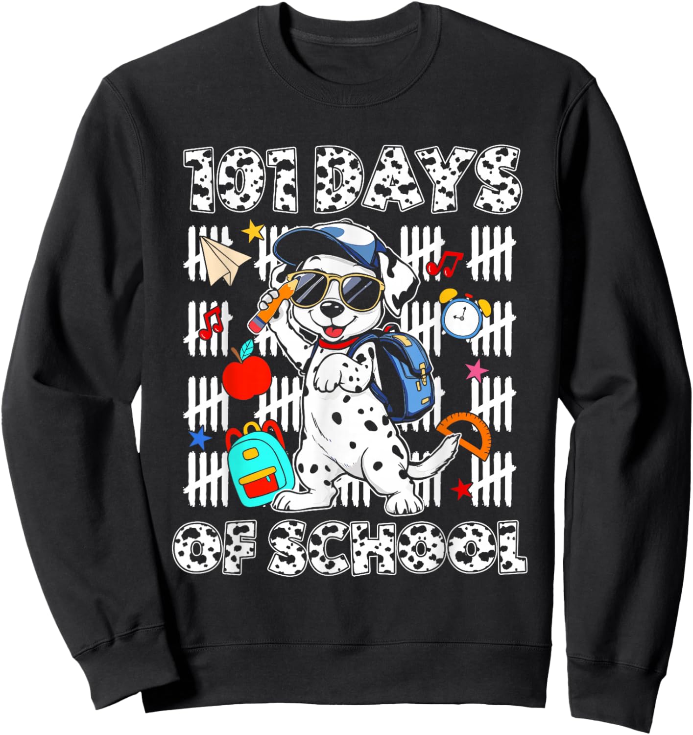 Happy 101 Days School Cute Dog 100 Days Smarter Student Kids Sweatshirt - Sweatshirt | Black