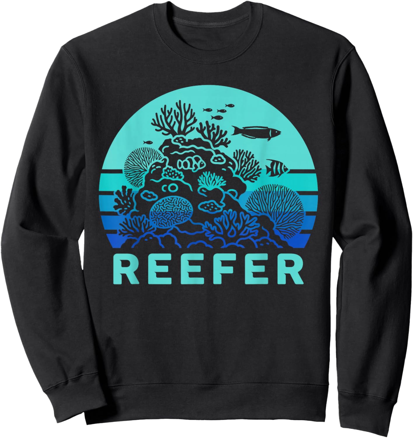 Retro Coral Reef Funny Reefer Aquarist Sweatshirt - Sweatshirt | Black