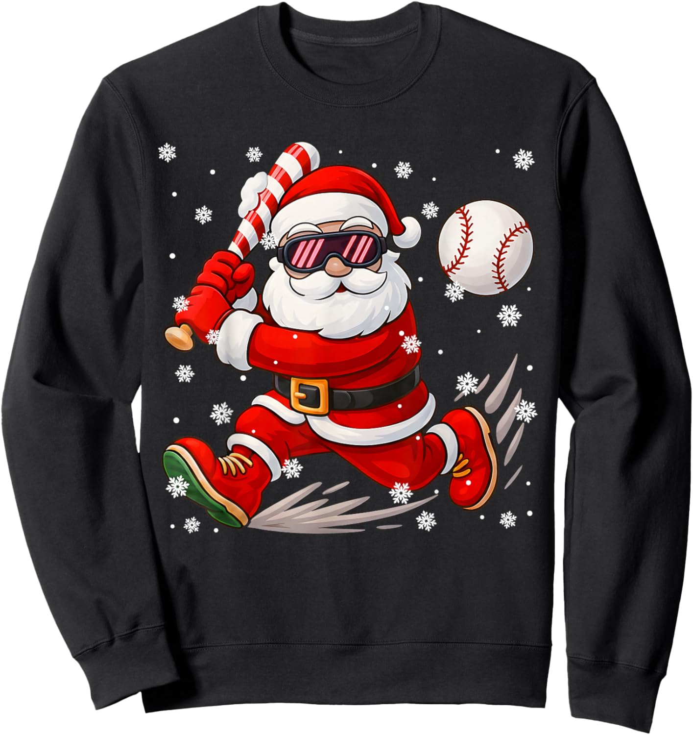Funny Santa Baseball Christmas Pajamas Xmas Men Boy Toddlers Sweatshirt - Sweatshirt | Black