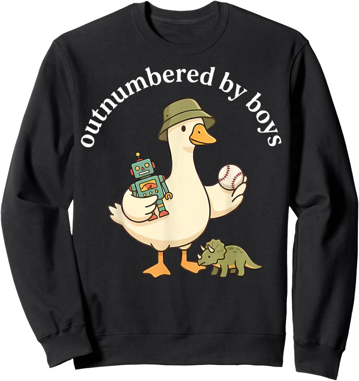 Outnumbered By Boys Funny Mom Goose Family Life Sweatshirt - Sweatshirt | Black