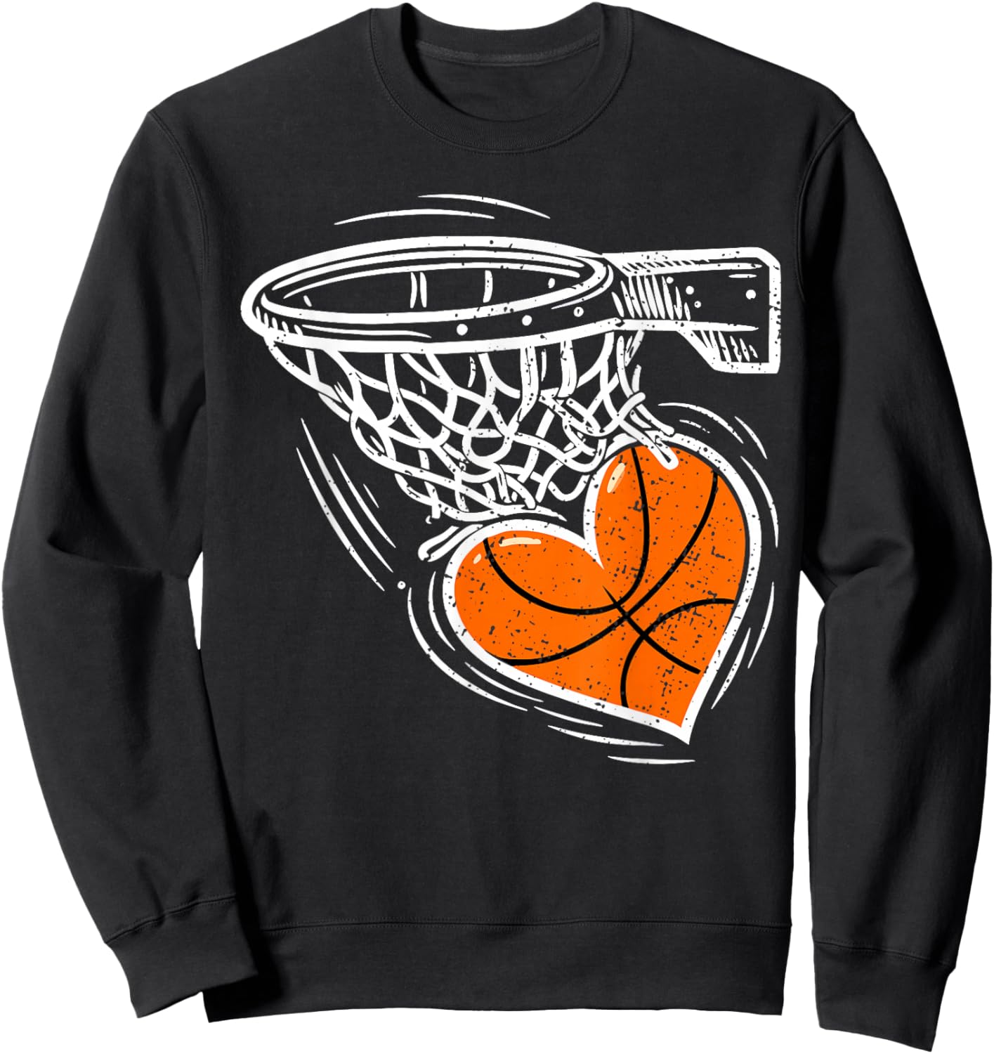 Valentines Day Basketball Heart Men Women Girls Kids Sweatshirt - Sweatshirt | Black