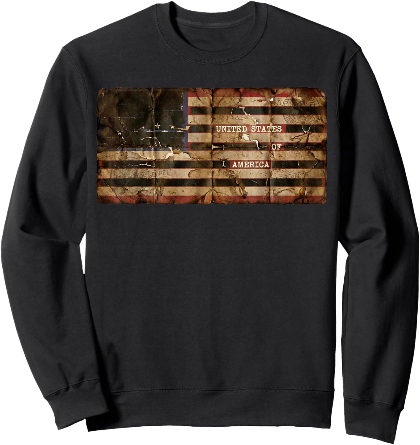 Censored Documents American Flag | United States of America Sweatshirt - Sweatshirt | Black