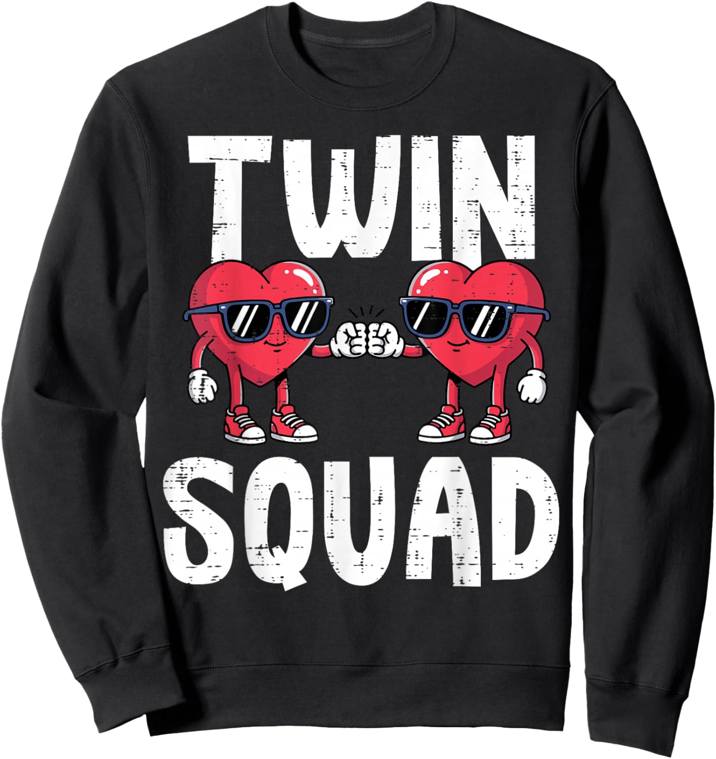 Valentines Day Hearts Twin Squad Fist Bump Men Women Kids Sweatshirt - Sweatshirt | Black
