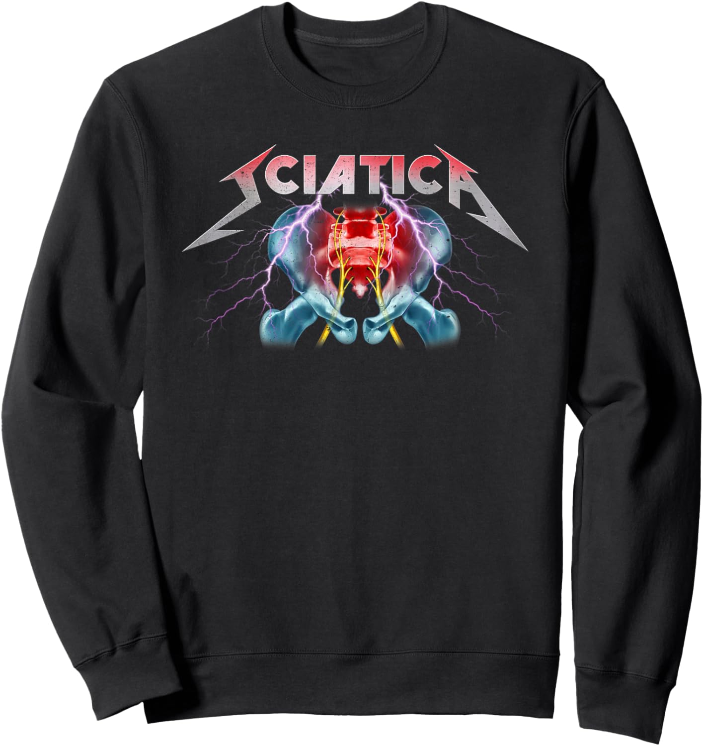 Sciatica Funny Chiropractor Spine Orthopedic Vintage Concert Sweatshirt - Sweatshirt | Black