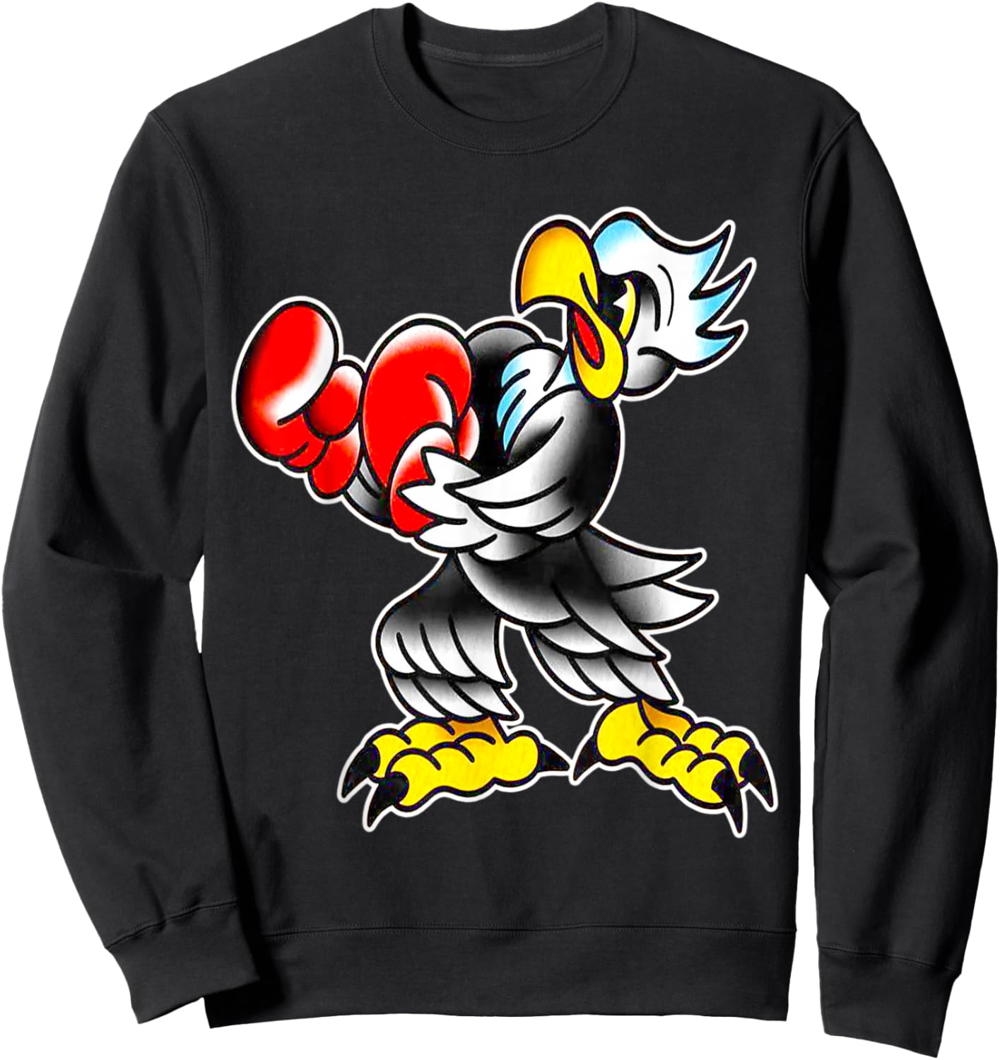 Bald Eagle Boxer Old School Tattoo Flash Sweatshirt - Sweatshirt | Black