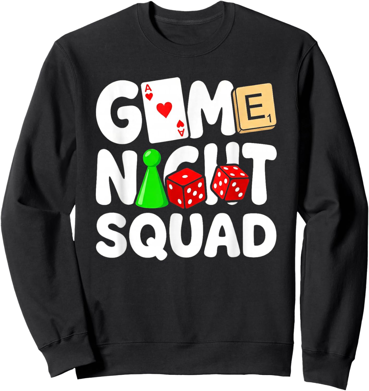 Game Night Squad Board Game Dice Card Lover Sweatshirt - Sweatshirt | Black