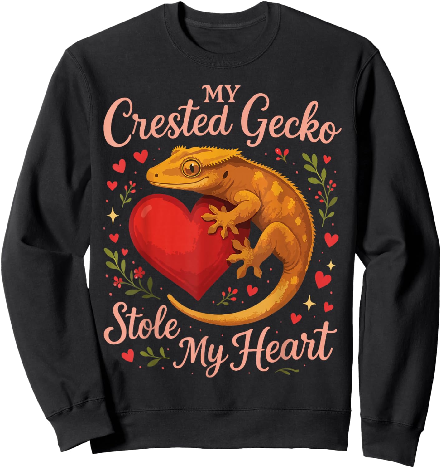 Crested Gecko Valentines Day My Crested Gecko Stole My Heart Sweatshirt - Sweatshirt | Black
