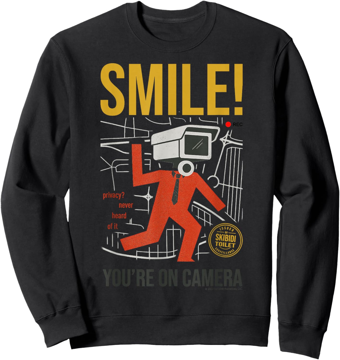 Skibidi Toilet Smile You are On Camera Sweatshirt - Sweatshirt | Black