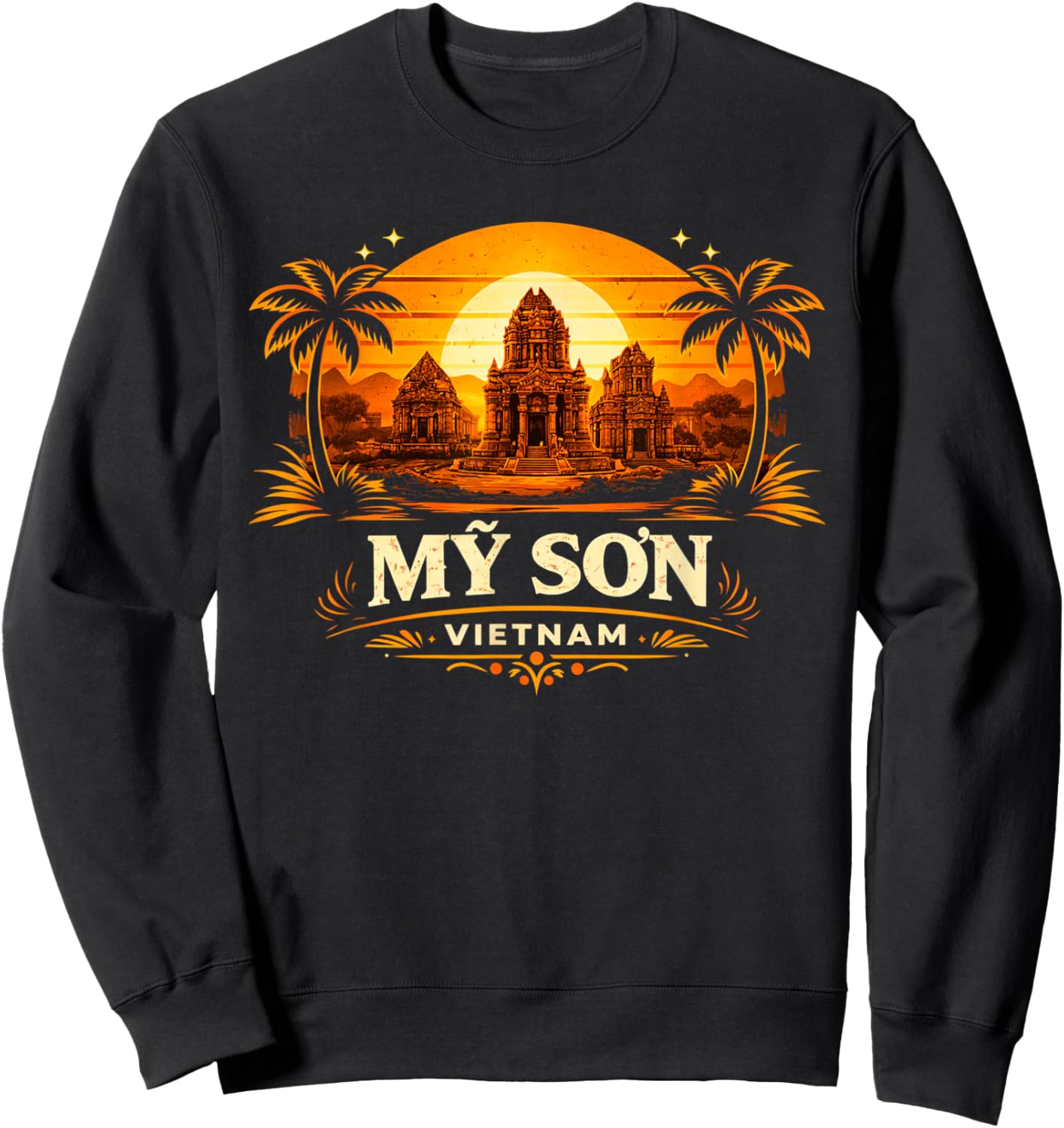 My Son Vietnam Lotus Temple Ruins Ancient Cham Heritage Sweatshirt - Sweatshirt | Black