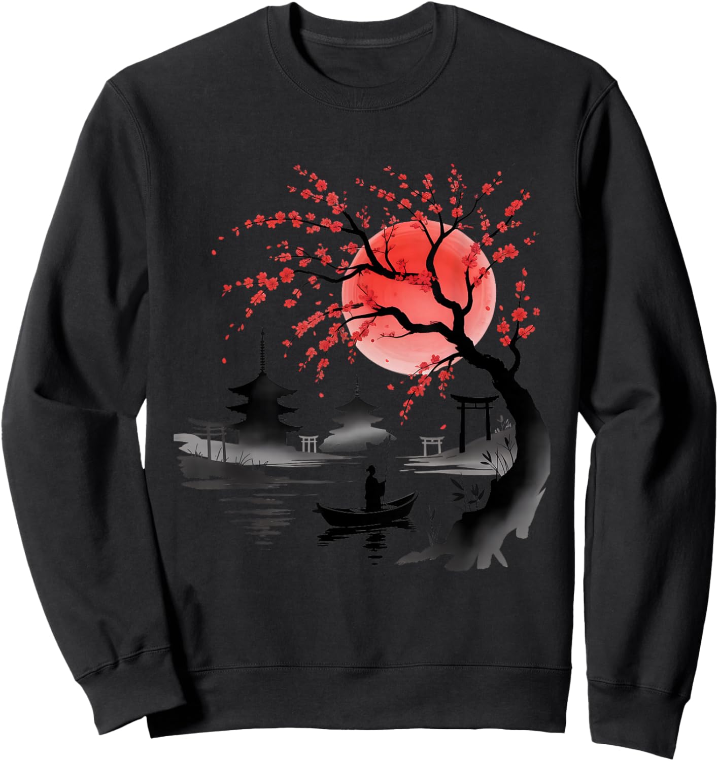 Beautiful Japanese Art Cherry Blossom Sakura Japan Graphic Sweatshirt - Sweatshirt | Black