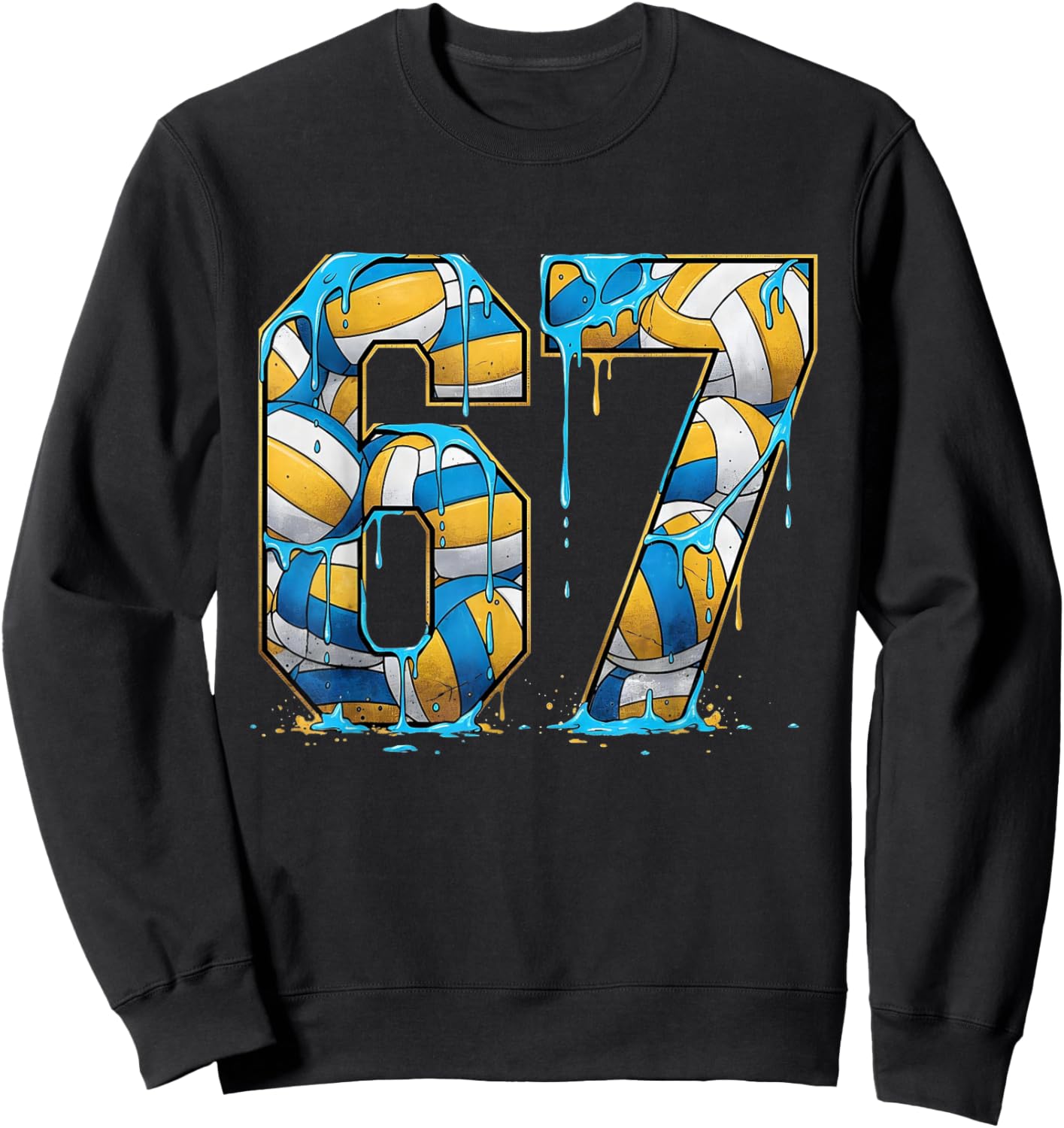 Volleyball 67 Six Seven Sport Funny Gen Alpha Z Meme Drip Sweatshirt - Sweatshirt | Black