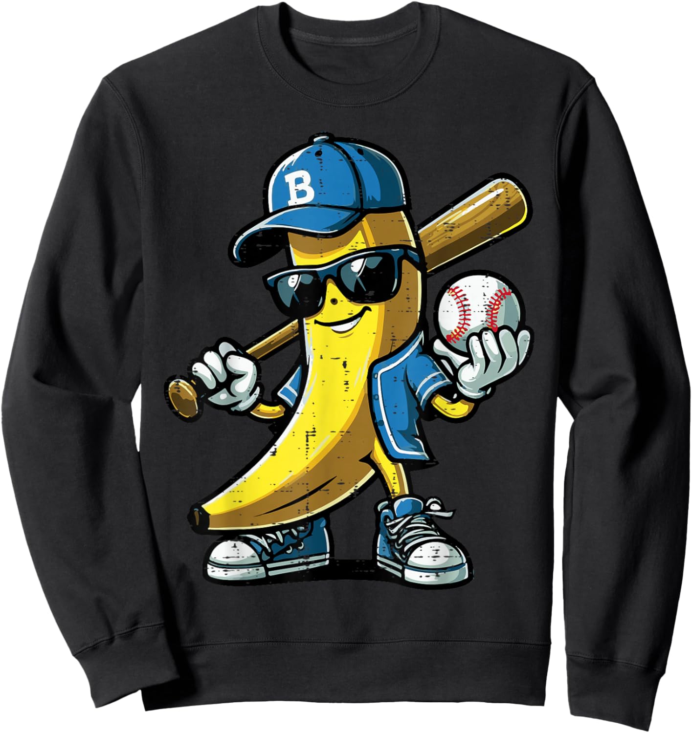 Banana Cap Cool Men Women Kids Youth Boys Women Sweatshirt - Sweatshirt | Black