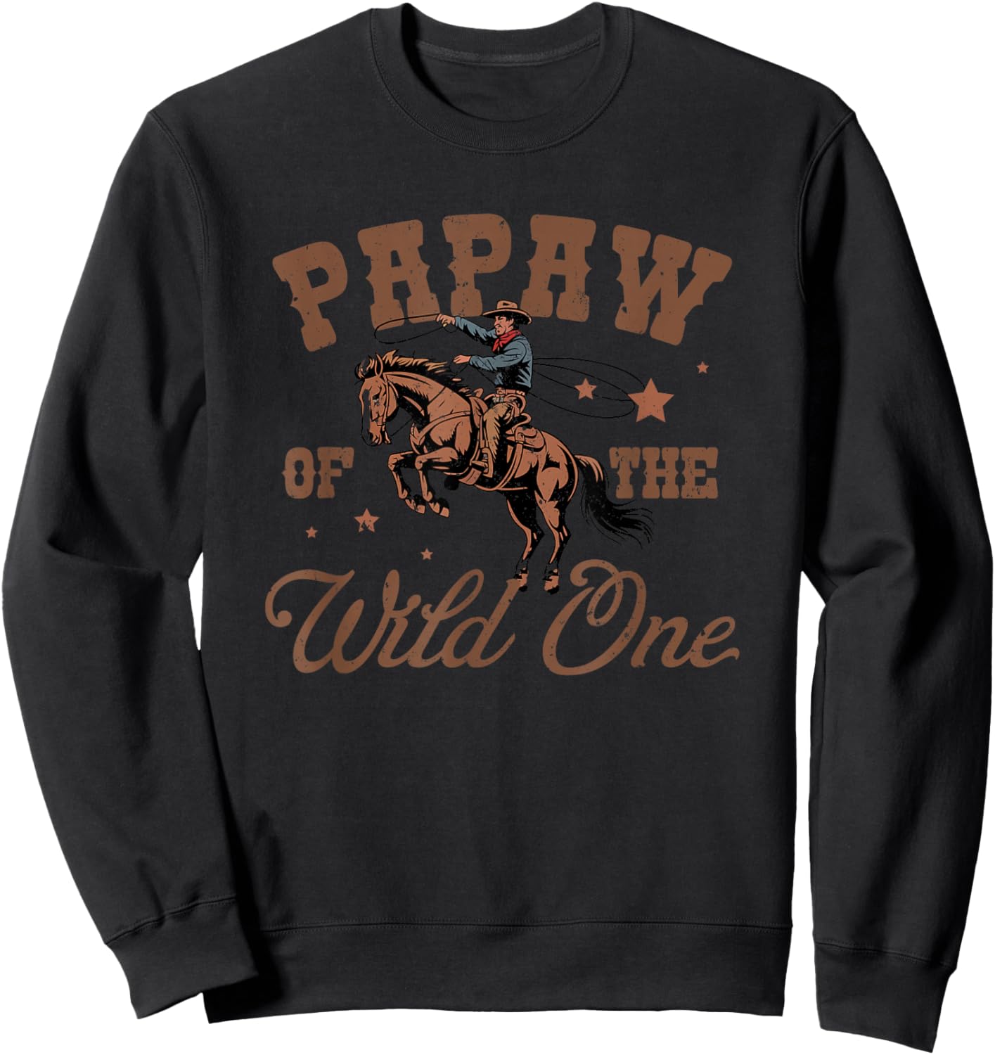 Papaw of The Wild One Cowboy Western Rodeo Party Matching Sweatshirt - Sweatshirt | Black