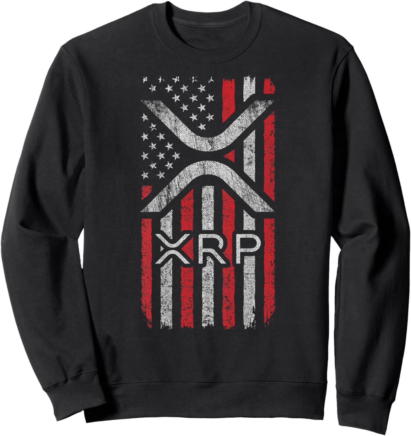 XRP Crypto - XRP Cryptocurrency - American Flag - XRP Sweatshirt - Sweatshirt | Black