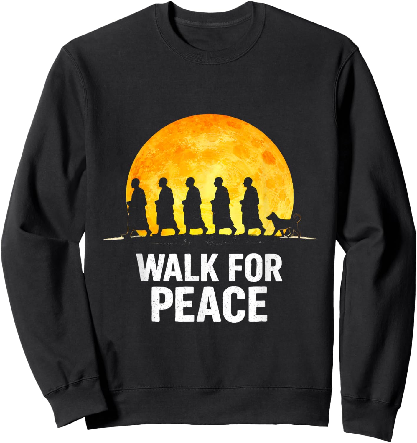 Walk for Aloka Peace Walking Monks Zen Art Sweatshirt - Sweatshirt | Black