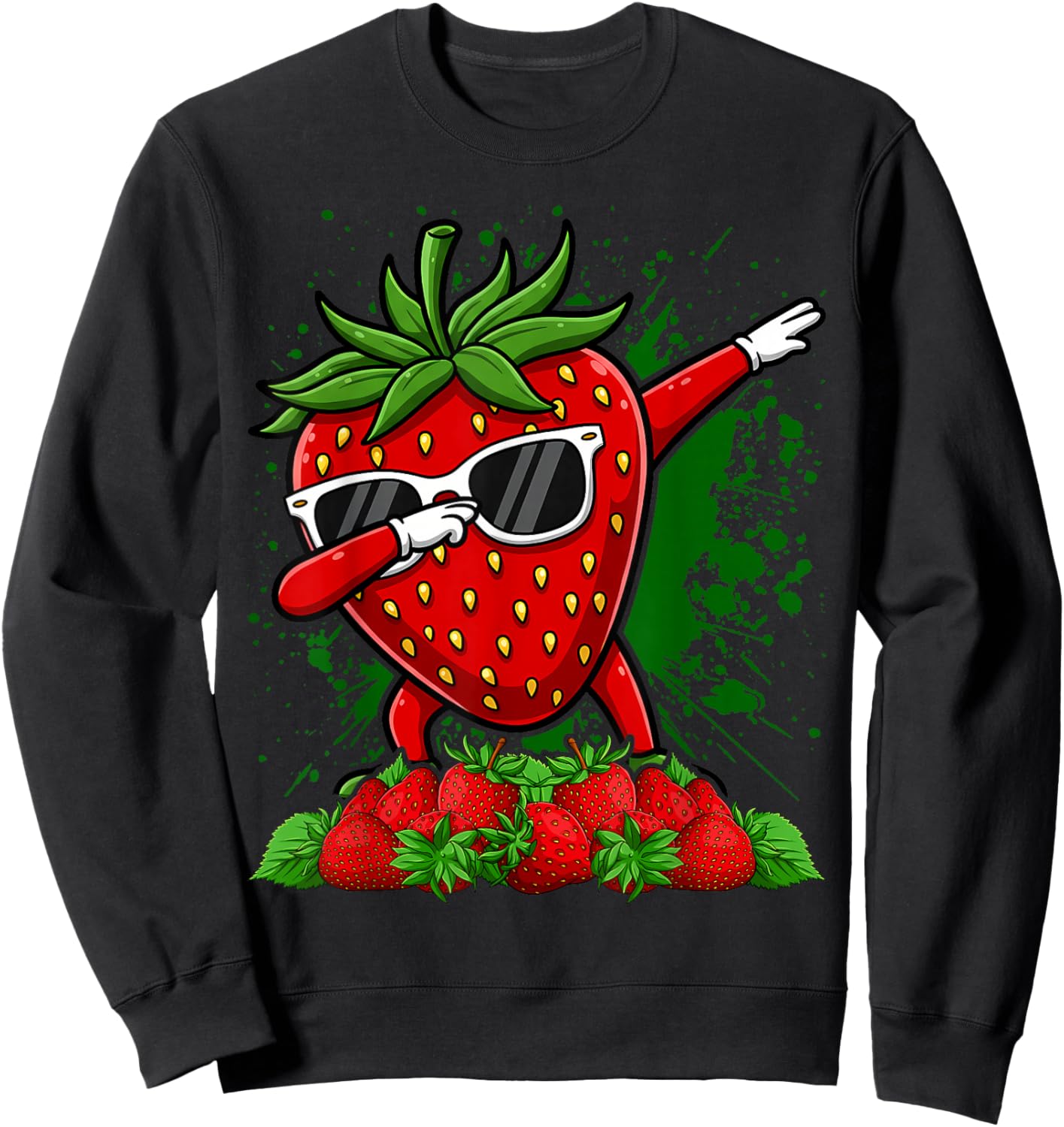 Funny Cool Dabbing Strawberry Festival 2024 Kids Toddlers Sweatshirt - Sweatshirt | Black